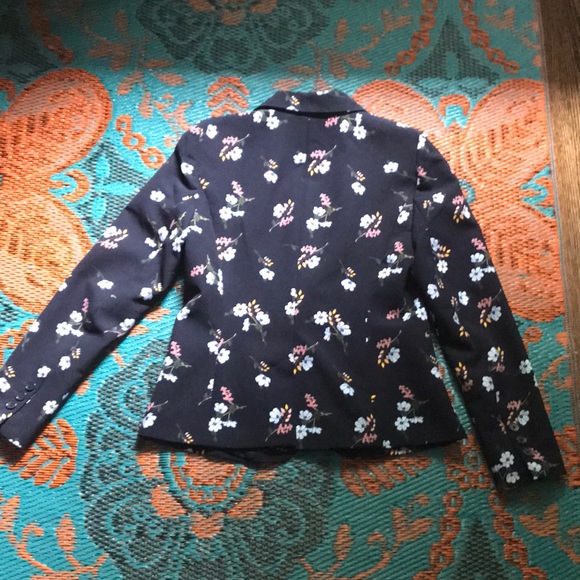 Cynthia Rowley navy blue floral blazer - Picture 3 of 4